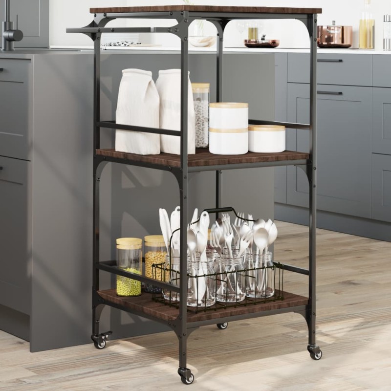 vidaXL Carrito de cocina madera ingeniería roble marrón 60,5x50x105cm vidaXL Carrito de cocina madera ingeniería roble marrón 60,5x50x105cm