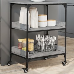 vidaXL Carrito de cocina madera ingeniería gris Sonoma 60x41x80,5 cm