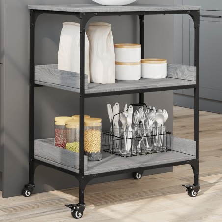 vidaXL Carrito de cocina madera ingeniería gris Sonoma 60x41x80,5 cm