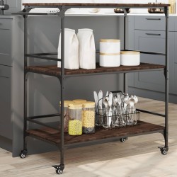 vidaXL Carrito de cocina madera ingeniería marrón roble 100,5x50x105cm