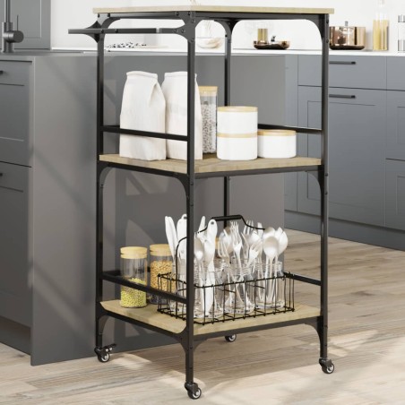 vidaXL Carrito de cocina madera ingeniería roble Sonoma 60,5x50x105 cm