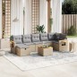 vidaXL Juego de sofás jardín con cojines beige mezcla 8 pzas ratán PE vidaXL Juego de sofás jardín con cojines beige mezcla 8 pzas ratán PE