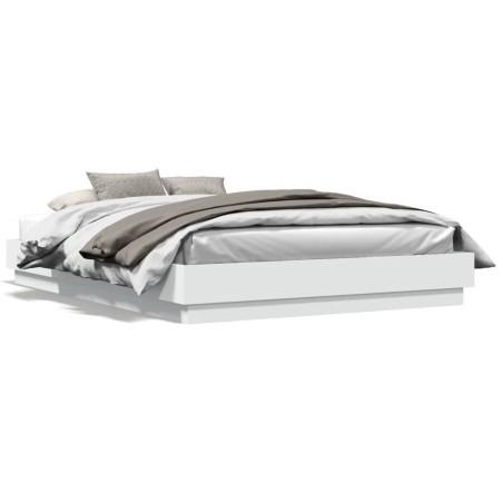 vidaXL Estructura de cama con luces LED blanco 150x200 cm