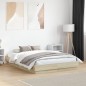 vidaXL Estructura de cama con luces LED roble Sonoma 120x190 cm vidaXL Estructura de cama con luces LED roble Sonoma 120x190 cm