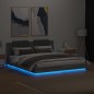 vidaXL Estructura de cama cabecero luces LED gris Sonoma 160x200 cm vidaXL Estructura de cama cabecero luces LED gris Sonoma 160x200 cm