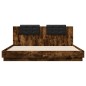 vidaXL Estructura de cama cabecero luces LED roble ahumado 180x200 cm vidaXL Estructura de cama cabecero luces LED roble ahumado 180x200 cm