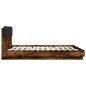 vidaXL Estructura de cama cabecero luces LED roble ahumado 180x200 cm vidaXL Estructura de cama cabecero luces LED roble ahumado 180x200 cm