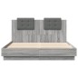 vidaXL Estructura de cama cabecero luces LED gris Sonoma 140x200 cm vidaXL Estructura de cama cabecero luces LED gris Sonoma 140x200 cm