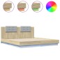 vidaXL Estructura de cama cabecero luces LED roble Sonoma 160x200 cm vidaXL Estructura de cama cabecero luces LED roble Sonoma 160x200 cm
