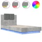 vidaXL Estructura de cama cabecero luces LED gris hormigón 90x200 cm vidaXL Estructura de cama cabecero luces LED gris hormigón 90x200 cm
