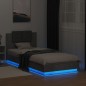 vidaXL Estructura de cama cabecero luces LED gris hormigón 90x200 cm vidaXL Estructura de cama cabecero luces LED gris hormigón 90x200 cm