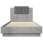 vidaXL Estructura de cama cabecero luces LED gris hormigón 90x200 cm vidaXL Estructura de cama cabecero luces LED gris hormigón 90x200 cm