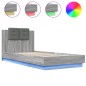 vidaXL Estructura de cama cabecero luces LED gris Sonoma 100x200 cm