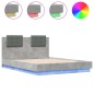 vidaXL Estructura de cama cabecero luces LED gris hormigón 140x190 cm vidaXL Estructura de cama cabecero luces LED gris hormigón 140x190 cm