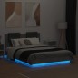 vidaXL Estructura de cama cabecero luces LED gris hormigón 140x190 cm vidaXL Estructura de cama cabecero luces LED gris hormigón 140x190 cm