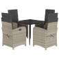 vidaXL Set comedor de jardín 5 pzas cojines ratán sintético gris claro vidaXL Set comedor de jardín 5 pzas cojines ratán sintético gris claro