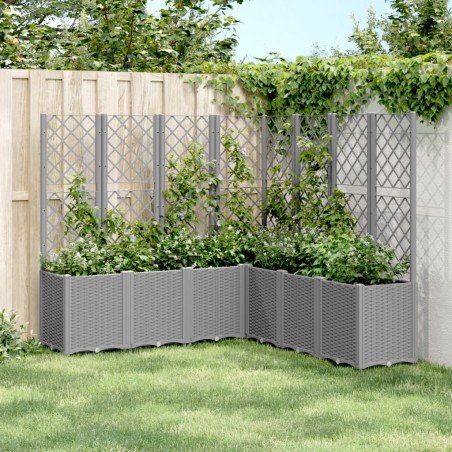 vidaXL Jardinera con enrejado PP gris claro 160x160x140 cm
