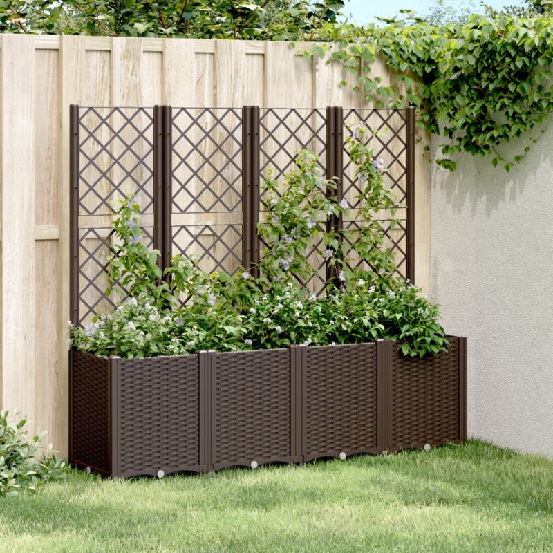 vidaXL Jardinera con enrejado PP marrón 160x40x140 cm vidaXL Jardinera con enrejado PP marrón 160x40x140 cm