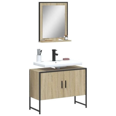 vidaXL Set de muebles de baño 2 pzas madera de ingeniería roble sonoma