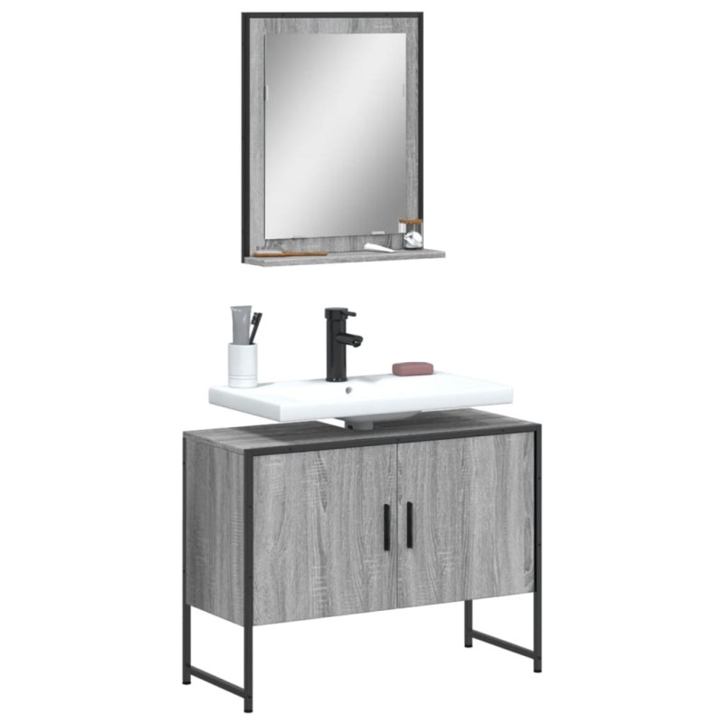 vidaXL Set de muebles de baño 2 pzas madera de ingeniería gris sonoma vidaXL Set de muebles de baño 2 pzas madera de ingeniería gris sonoma