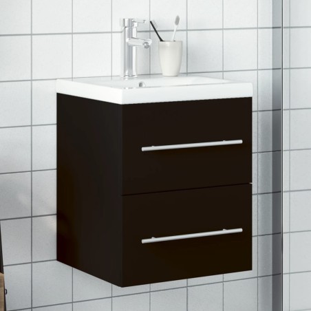 vidaXL Mueble de baño con lavabo integrado negro