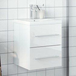 vidaXL Mueble de baño con lavabo integrado blanco brillo