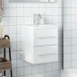 vidaXL Mueble de baño con lavabo integrado blanco brillo vidaXL Mueble de baño con lavabo integrado blanco brillo