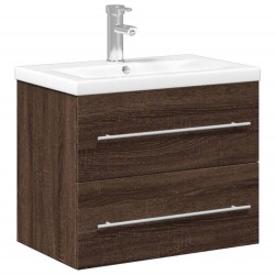 vidaXL Mueble de baño con lavabo integrado marrón roble