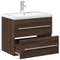 vidaXL Mueble de baño con lavabo integrado marrón roble vidaXL Mueble de baño con lavabo integrado marrón roble