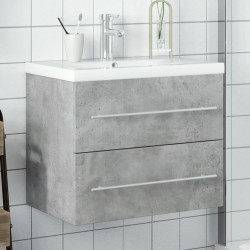 vidaXL Mueble de baño con lavabo integrado gris hormigón