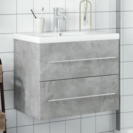 vidaXL Mueble de baño con lavabo integrado gris hormigón