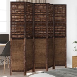 vidaXL Biombo separador de 5 paneles madera paulownia marrón oscuro