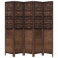 vidaXL Biombo separador de 5 paneles madera paulownia marrón oscuro vidaXL Biombo separador de 5 paneles madera paulownia marrón oscuro
