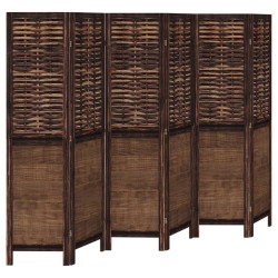 vidaXL Biombo separador de 6 paneles madera paulownia marrón oscuro