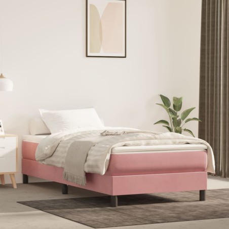 vidaXL Colchón de muelles ensacados terciopelo rosa 90x200x20 cm