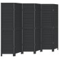 vidaXL Biombo separador de 6 paneles madera maciza Paulownia negro vidaXL Biombo separador de 6 paneles madera maciza Paulownia negro