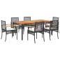 vidaXL Set de comedor de jardín 7 pzas y cojines ratán sintético negro