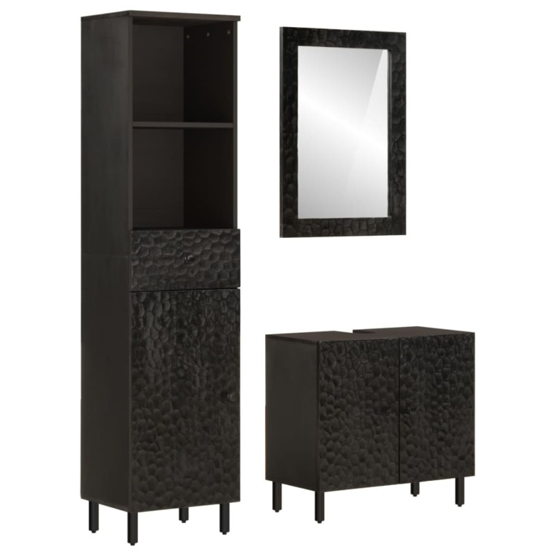 vidaXL Conjunto de armarios de baño 3 piezas madera maciza de mango vidaXL Conjunto de armarios de baño 3 piezas madera maciza de mango