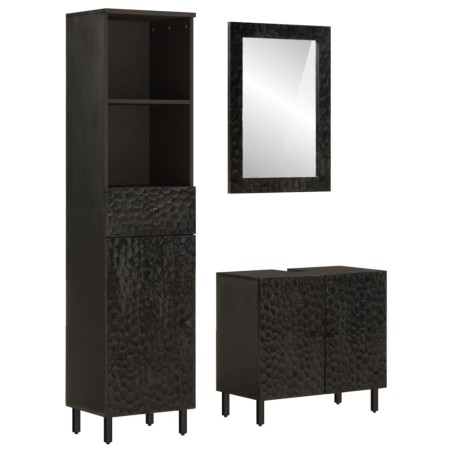 vidaXL Conjunto de armarios de baño 3 piezas madera maciza de mango