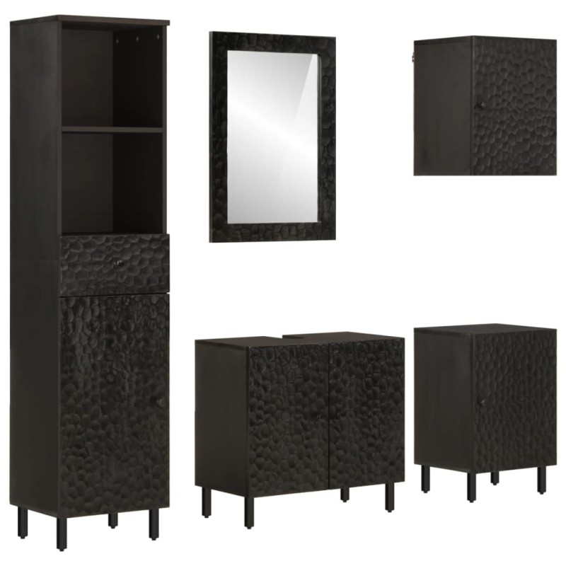 vidaXL Conjunto de armarios de baño 5 piezas madera maciza de mango vidaXL Conjunto de armarios de baño 5 piezas madera maciza de mango
