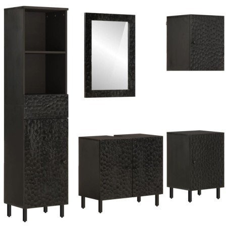 vidaXL Conjunto de armarios de baño 5 piezas madera maciza de mango