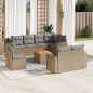 vidaXL Set de sofás de jardín 9 pzas con cojines ratán sintético beige