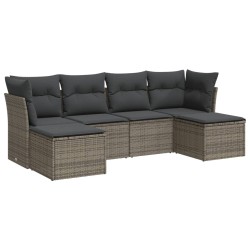 vidaXL Set de muebles de jardín 6 pzas y cojines ratán sintético gris