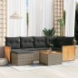vidaXL Set de sofás de jardín 7 piezas con cojines ratán PE gris vidaXL Set de sofás de jardín 7 piezas con cojines ratán PE gris
