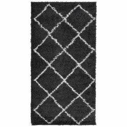 vidaXL Alfombra de pelo largo moderna negro y crema 80x150 cm