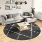 vidaXL Alfombra de pelo largo moderna negro y crema Ø 240 cm