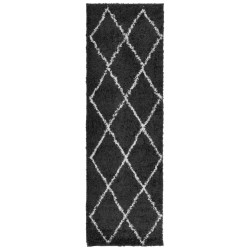 vidaXL Alfombra de pelo largo moderna negro y crema 80x250 cm