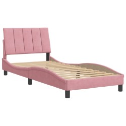 vidaXL Estructura de cama con cabecero de terciopelo rosa 90x200 cm