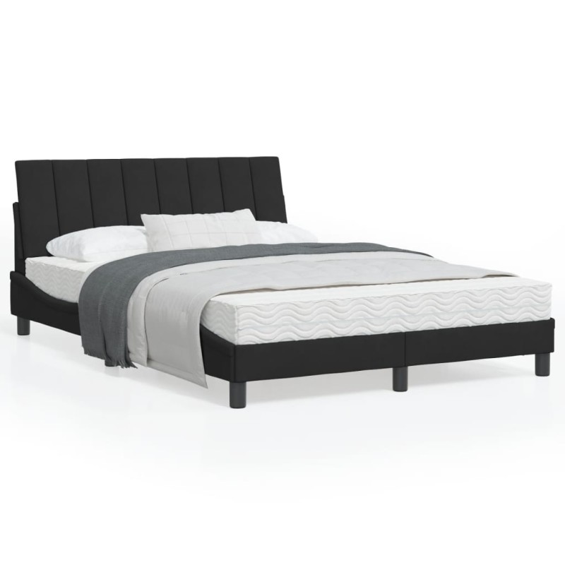 vidaXL Estructura de cama con cabecero de terciopelo negro 140x200 cm vidaXL Estructura de cama con cabecero de terciopelo negro 140x200 cm