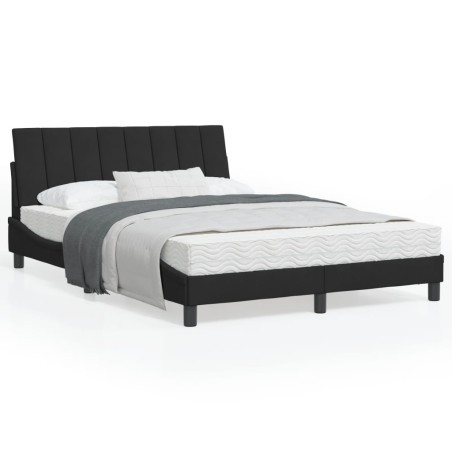 vidaXL Estructura de cama con cabecero de terciopelo negro 140x200 cm